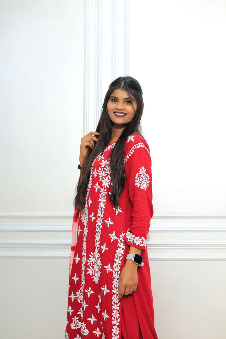 luxx Chikankari Modal Kurti Set