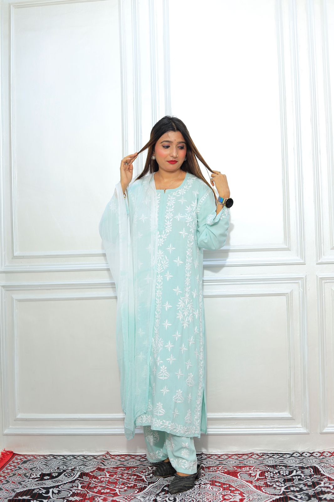 luxx Chikankari Modal Kurti Set