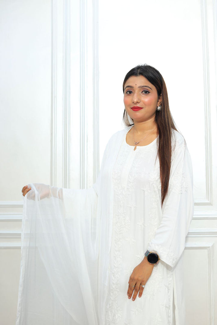 luxx Chikankari Modal Kurti Set