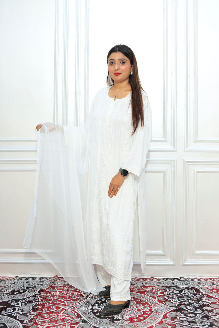 luxx Chikankari Modal Kurti Set