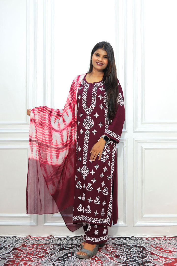 luxx Chikankari Modal Kurti Set