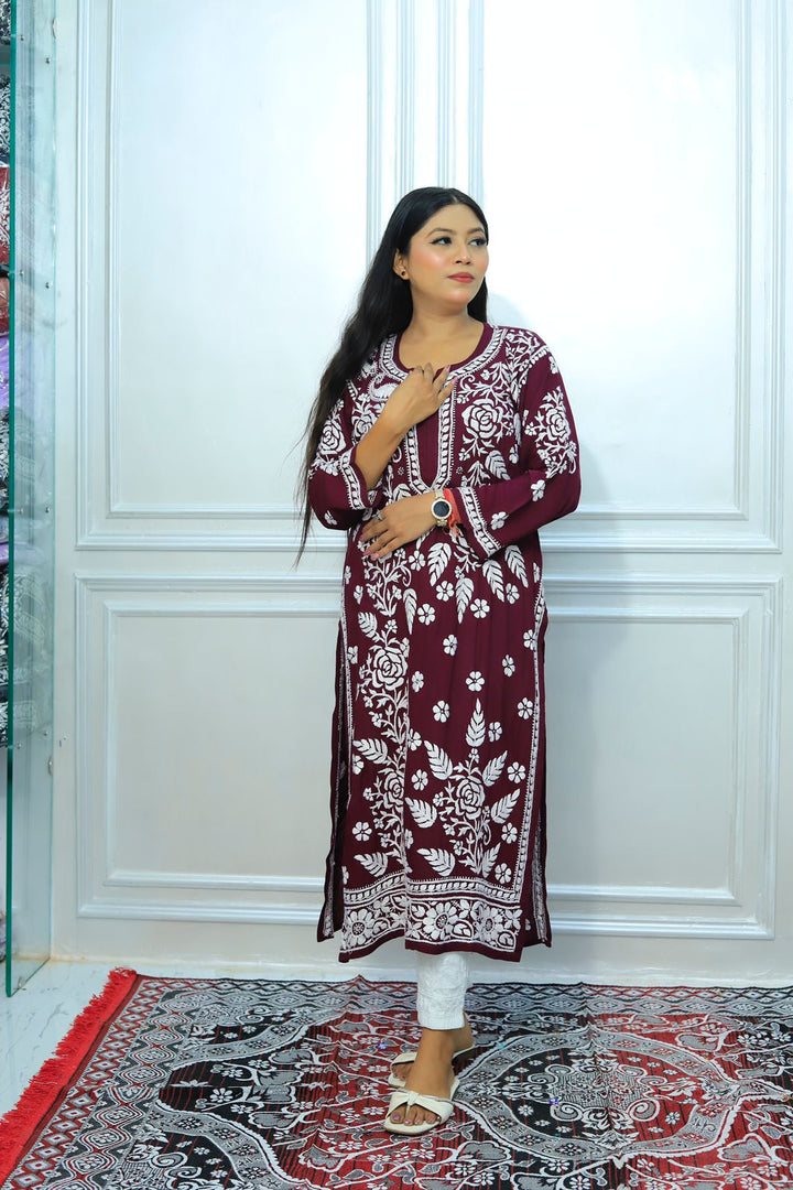 Authentic Chikankari Handcrafted modal Kurti
