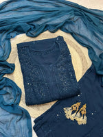 Load image into Gallery viewer, Nagma Brown Rayon Mukesh- Chikankari Set
