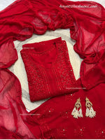 Load image into Gallery viewer, Nagma Brown Rayon Mukesh- Chikankari Set
