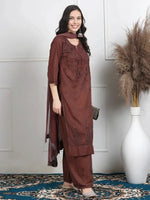 Load image into Gallery viewer, Dobby Cotton 3 piece Set Kurti, Dupatta &amp; Plazzo
