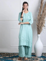 Load image into Gallery viewer, Dobby Cotton 3 piece Set Kurti, Dupatta &amp; Plazzo
