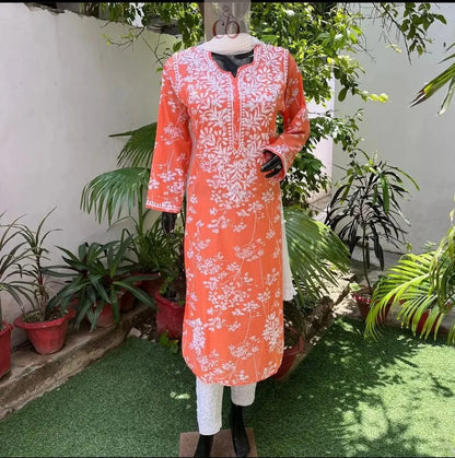 Zainab Soft & Comfy Mul leafy Contrast Kurtis