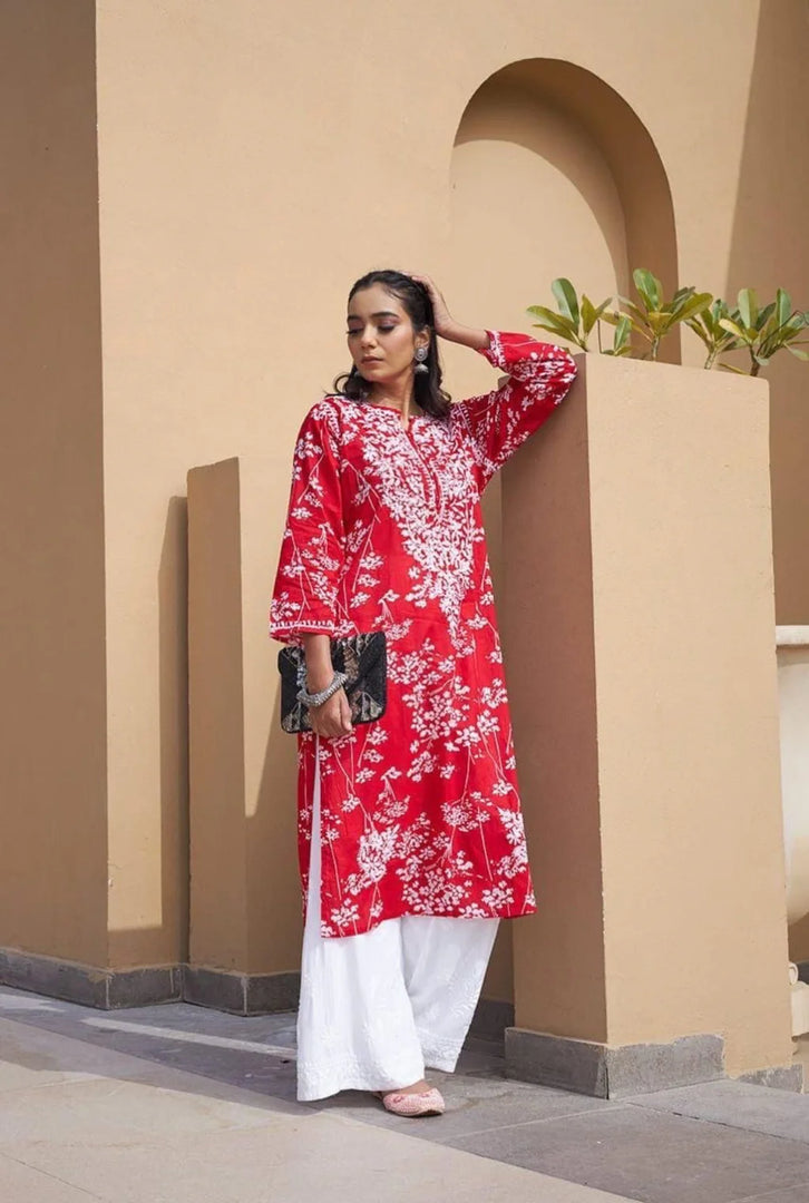 Zainab Soft & Comfy Mul leafy Contrast Kurtis