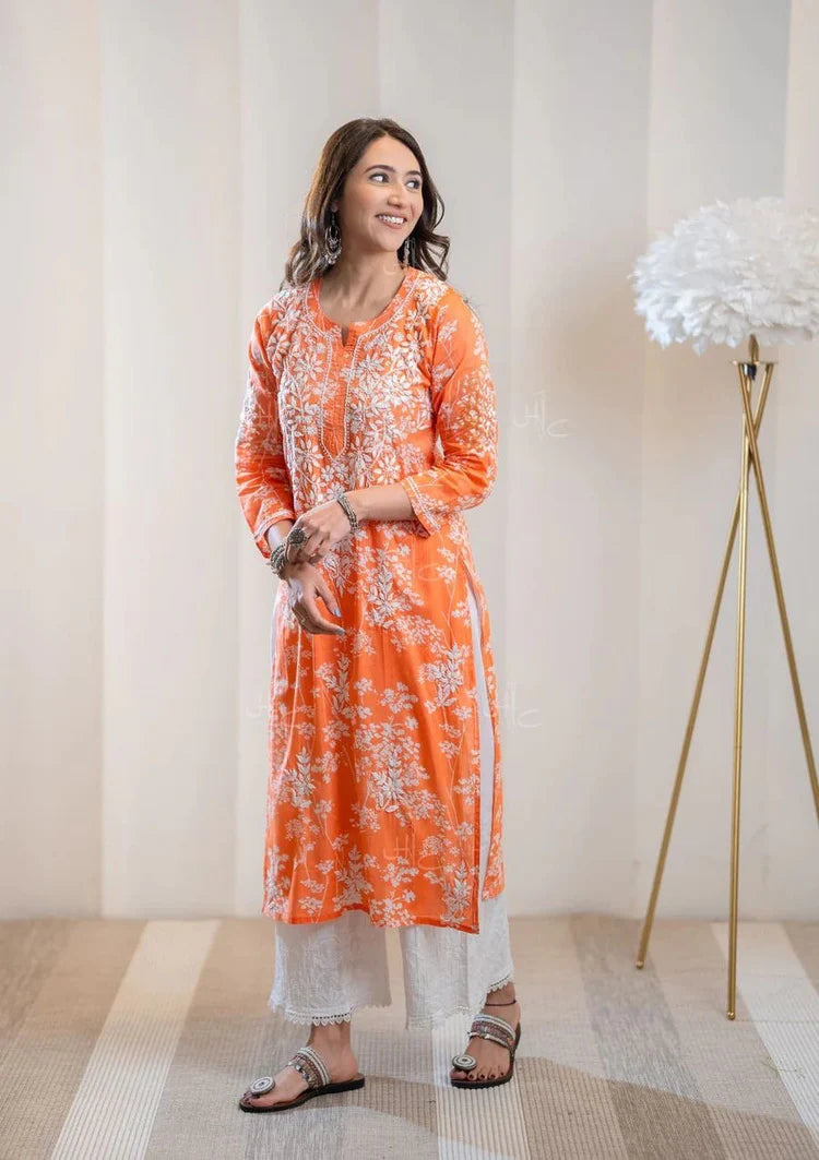 Zainab Soft & Comfy Mul leafy Contrast Kurtis