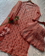 Load image into Gallery viewer, Afreen Buti Jaal Georgeete mirror Chikankari Full Suite with dupatta always best seller
