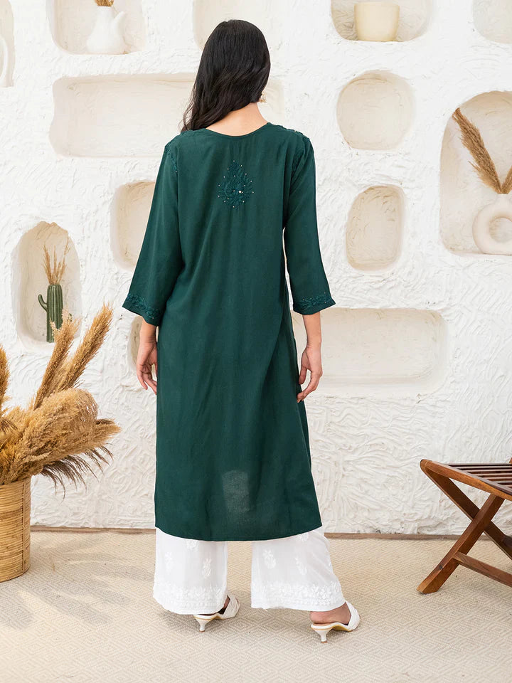 Versatile and Stylish Mukesh Embroidery in Rayon Kurti with Free Gift 💝 Inside