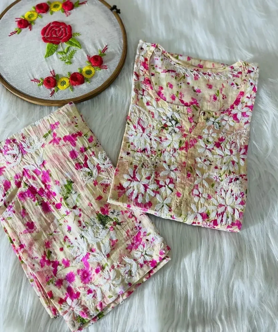 Mulmul Chikankari Cord Set