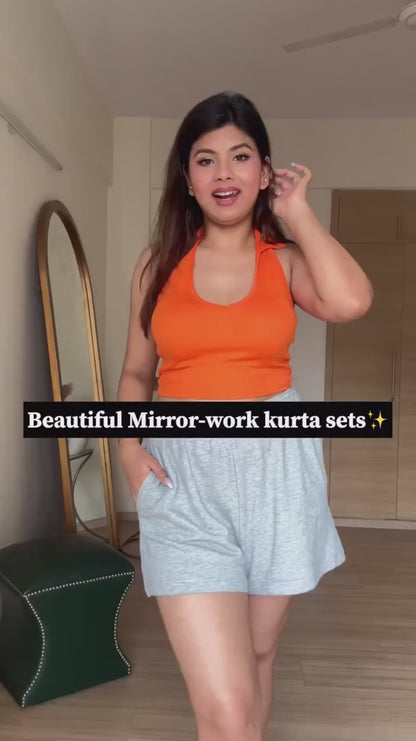 Beautiful Ombre 4pc Mirror Work Set